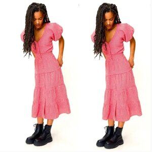 Nasty Gal Petite Gingham Smock Midi Dress NWT
